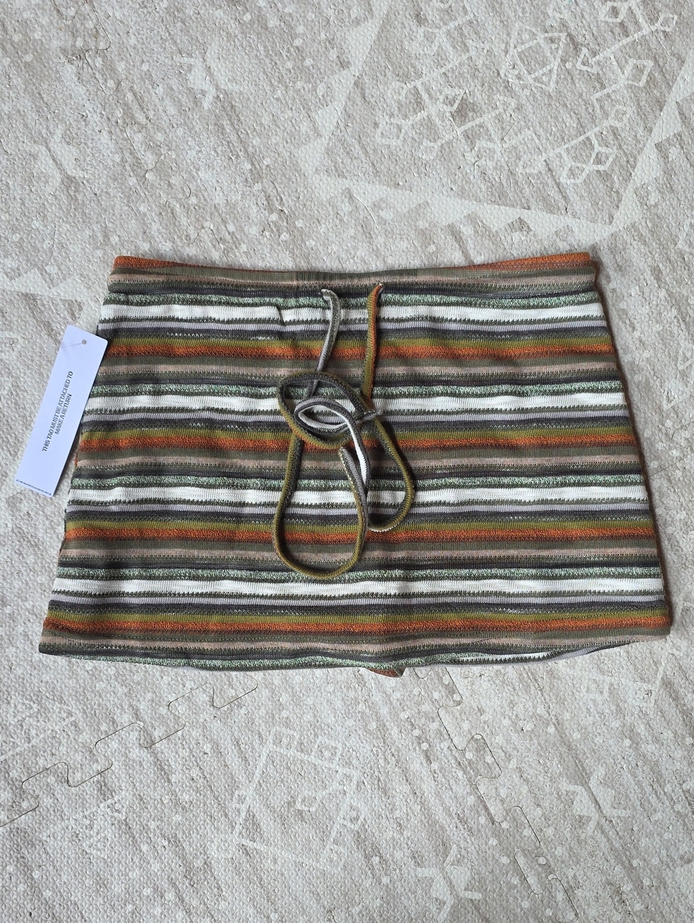 Princess Polly Striped Knit Mini Skirt in Olive, Cream & Rust